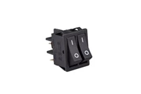 30*22mm Black Body 1NO+1NO w/o Illumination with Terminal with Bridge (0-I) Marked Black A12 Series Rocker Switch